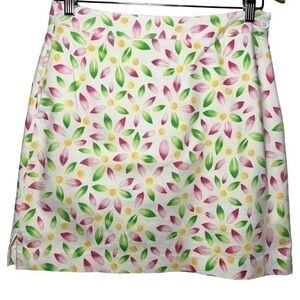 EP Pro Women’s Size 4 White Green Yellow Pink Floral Cotton Pique Golf Skort